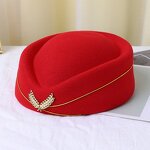 Flight Attendant Hat Manufacturer - Sexy Airline Uniform Cap Rolled Edge Role Play Felt Stewardess Headwear