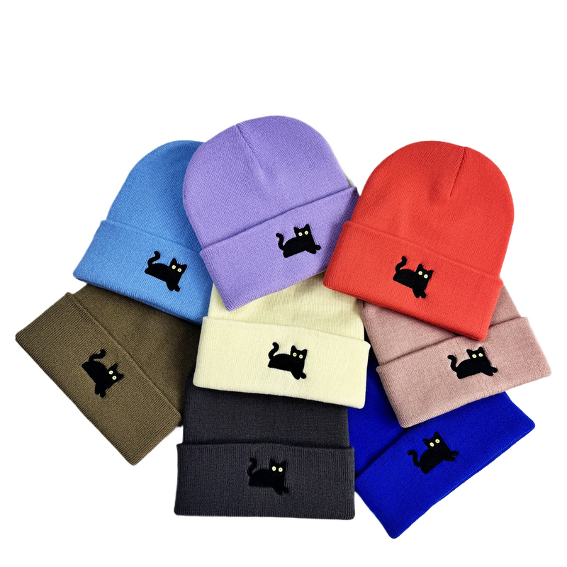 Beanies Manufacturer - Factory Direct Sale Custom Knitted Cat with Cartoon Letter Pattern