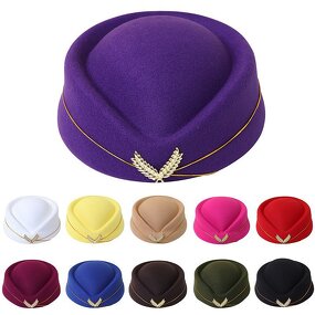 Flight Attendant Hat Manufacturer - Sexy Airline Uniform Cap Rolled Edge Role Play Felt Stewardess Headwear