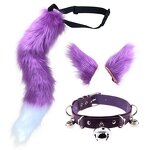 Cosplay Set Manufacturer - 3Pcs Faux Fur Adjustable Choker Animal Tail Wolf Fox Ear Headband
