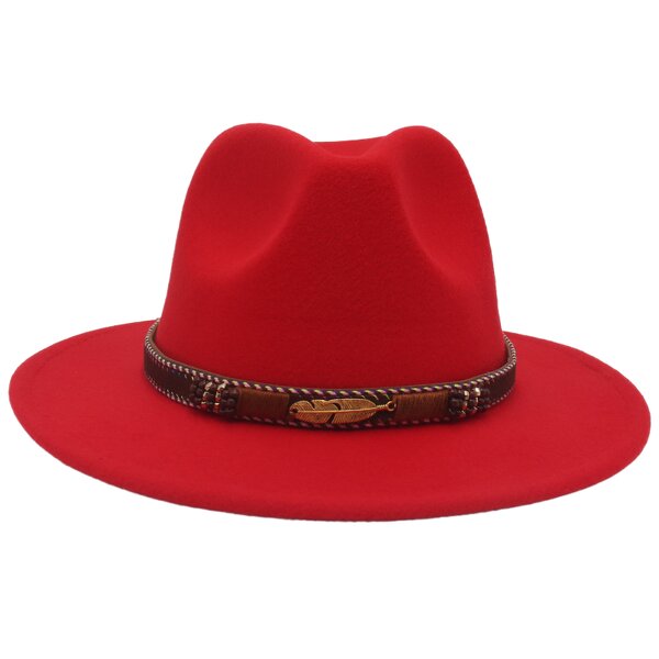 Fedora Hat Manufacturer - Unisex Solid Color Winter Jazz with Wide Brim High Quality with Belt Buckle for Party