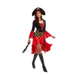 Pirate Costume Manufacturer - Wholesale Carnival Cosplay Skull Women Red Sexy Luxury Fancy Dress