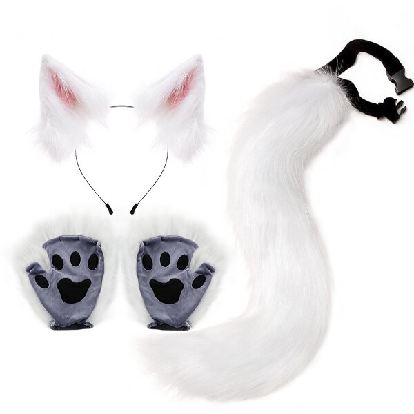Animal Tail Accessories Manufacturer - Halloween Handmade Artificial Fox Tail Wolf Tail Cosplay Animal Claw Props
