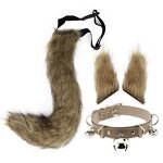 Choker Set Manufacturer - 3 Pcs Adjustable Fur Animal Tail Furry Wolf Fox Ear Headband Cosplay Props