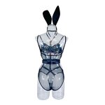 Bunny Girl Set Manufacturer - Black Leather Nightclub Party Women Sexy Lace with Transparent Underwear Rabbit Ear