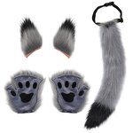 Cosplay Set Manufacturer - New Arrival Plush Beast Ear Headwear & Fingerless Gloves Faux Fur Anime Style