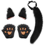 Cosplay Set Manufacturer - New Arrival Plush Beast Ear Headwear & Fingerless Gloves Faux Fur Anime Style