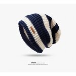 Knitted Hat Manufacturer - Casual Retro Y2K Stripe Adult Unisex Outdoor Winter Warm Custom Leather Logo