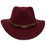 Fedora Hat Manufacturer - Unisex Solid Color Winter Jazz with Wide Brim High Quality with Belt Buckle for Party