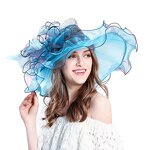 Sun Hat Manufacturer - Women's Organza with Large Flower British Noble Lady Style Elegant UV Protection Wide Brim