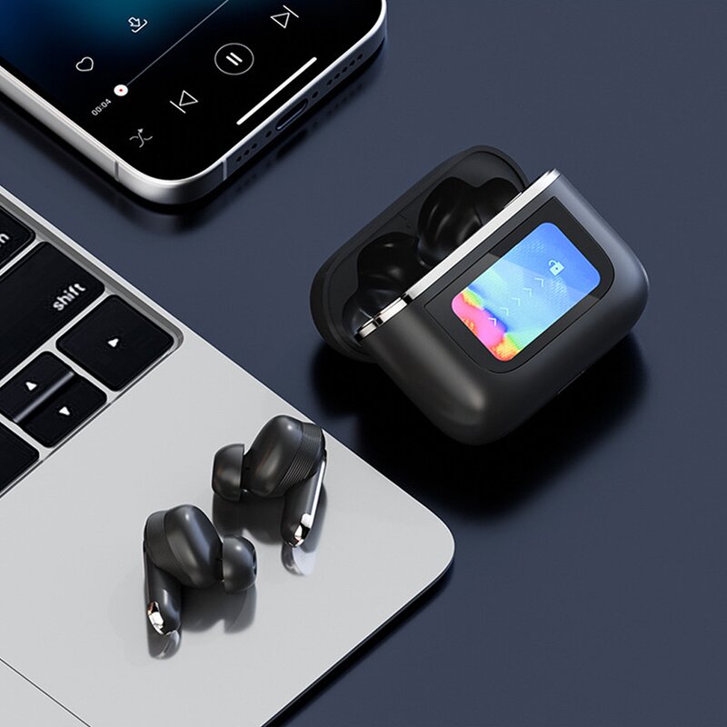TWS Earbuds Manufacturer - 2025 V8 Noise Cancelling Smart LCD Touch Screen Fast Wireless Charging