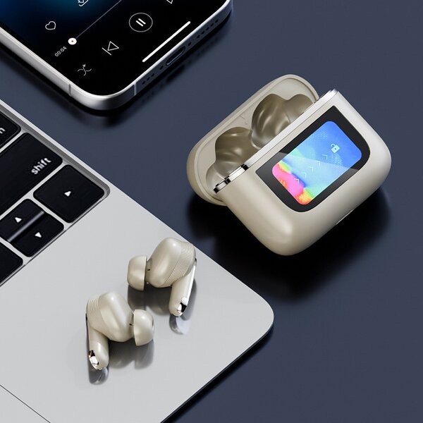 TWS Earbuds Manufacturer - 2025 V8 Noise Cancelling Smart LCD Touch Control Microphone Large Battery