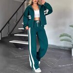 Women's Sports Suit Set Manufacturer - S-5XL Long Sleeve Solid Casual Two-Piece