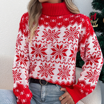 Snowflake Sweater Manufacturer - Long Sleeve High Necked Pullover Christmas Warm