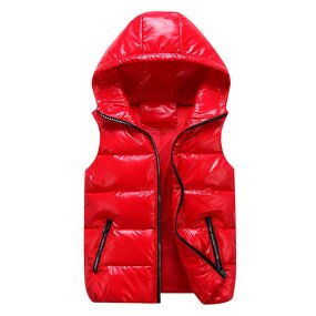 Kids' Vest Jacket Manufacturer - 2025 Parent-child Bright Padded Sleeveless Hooded Thicken Warm