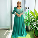 African Evening Gown Manufacturer - 2025 Plus Size Long Sleeve Sequined Flower High Waist