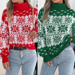 Snowflake Sweater Manufacturer - Long Sleeve High Necked Pullover Christmas Warm