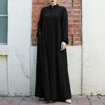 Muslim Cardigan Dress Manufacturer - Vertical Collar Zipper Sluffed Pocket Loose