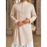 Muslim Long Shirt Manufacturer - 2025 Button Linen Hemp for Men Middle East Arab