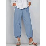 Women's Wide Leg Pants Manufacturer - Casual Straight Leg Bound Feet Cotton Loose Solid Color