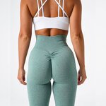 Women's Yoga Pants Manufacturer - 2024 Solid Color Hip Pleated Seamless Leggings Slim