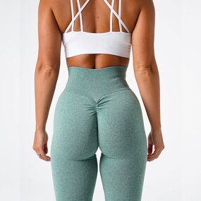 Women's Yoga Pants Manufacturer - 2024 Solid Color Hip Pleated Seamless Leggings Slim