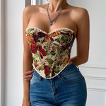 Lace Strap Vest Manufacturer - 2025 Multi Color Flower Printed Chest Wrapped Retro