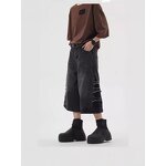 Men's Denim Shorts Manufacturer - Summer Washed Vintage Loose Wide-leg Straight-cut