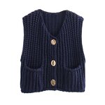 V-neck Knit Vest Manufacturer - Button Waistcoat Sleeveless for Women Spring Autumn