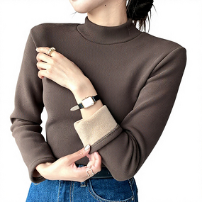 Plush Warm Shirt Manufacturer - Semi High Neck Slim Fit Long Sleeve for Autumn Winter
