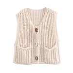 V-neck Knit Vest Manufacturer - Button Waistcoat Sleeveless for Women Spring Autumn