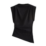 Sleeveless Top Manufacturer - 2025 Solid Color Wrinkle Shoulder Padded Fashion