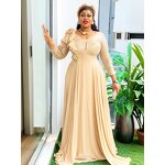 African Evening Dress Manufacturer - 2025 Plus Size Sequined Long Sleeve Chiffon Flower
