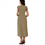 Striped Knitted Dress Manufacturer - 2025 Sleeveless V-neck Slim Midi for Women Summer
