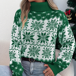 Snowflake Sweater Manufacturer - Long Sleeve High Necked Pullover Christmas Warm
