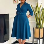 Plus Size Dress Manufacturer - 2025 Pure Color Large Skirt Career for Autumn