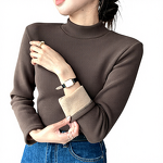Knitted Sweater Manufacturer - Half High Neck Plush Warm Long Sleeve for Autumn Winter