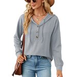 Women's Hoodie Manufacturer - Autumn Winter Solid Color Button Loose Long-sleeved