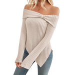 Women's Base Shirt Manufacturer - 2025 Bow One Shoulder Slim Fit Split T-shirt Sleeve