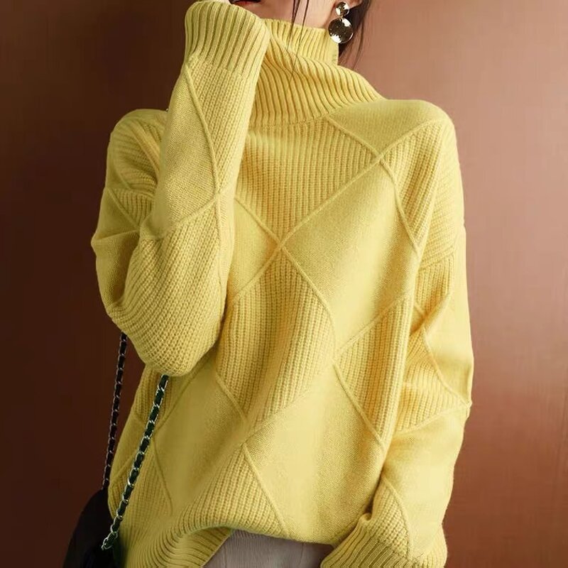 High Collar Sweater Manufacturer - Loose Warm Solid Color Knitwear for Autumn Winter