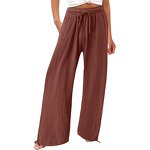 Women's Wide Leg Pants Manufacturer - 2025 Cotton Hemp Drawstring Waist Fashionable