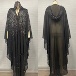 Muslim Cape Dress Manufacturer - Hot-Stamped Rhinestone Polyester Shawl Hooded