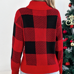 Plaid Sweater Manufacturer - Lantern Long Sleeve High Collar Christmas Warm Loose