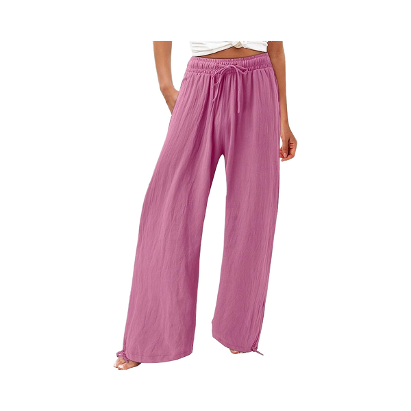 Women's Wide Leg Pants Manufacturer - 2025 Cotton Hemp Drawstring Waist Fashionable