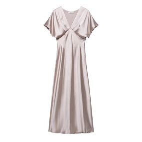 V-neck Dress Manufacturer - Short Sleeved Textured Sexy Elegant Formal Style