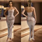 Women's Evening Dress Manufacturer - 2025 Hot Diamond Sleeveless Sexy Party Solid Color