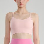 Yoga Crop Top Manufacturer - High-End Nude Spaghetti Straps Training Elastic Sports Bra