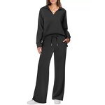Women's Pants Set Manufacturer - Long Sleeved Drawstring Solid Color Commuting