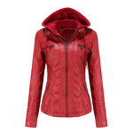 Hooded Leather Jacket Manufacturer - PU Water Washable Detachable for Spring Autumn