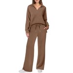 Women's Pants Set Manufacturer - Long Sleeved Drawstring Solid Color Commuting